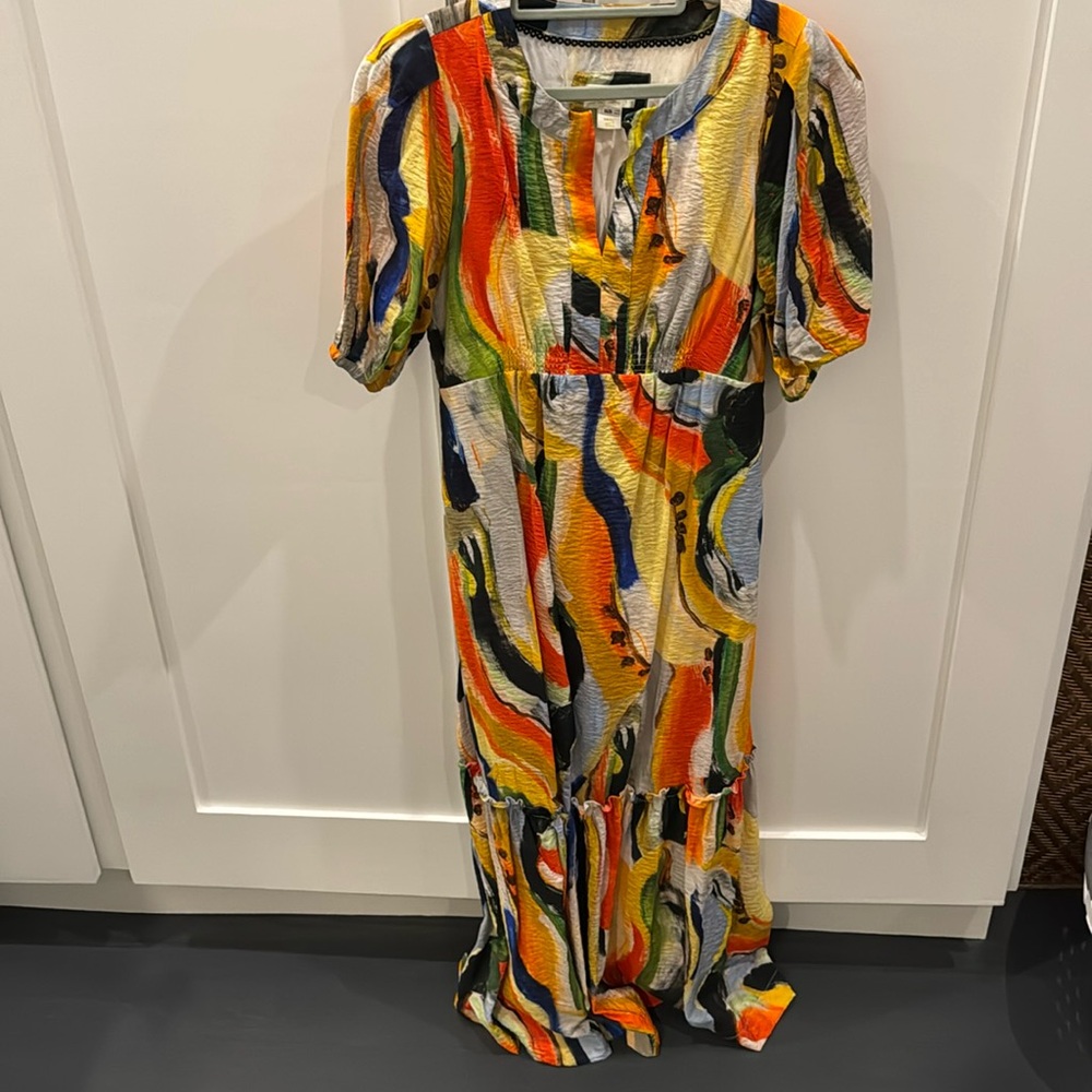 Anthropologie Multicolor Abstract Maxi Dress